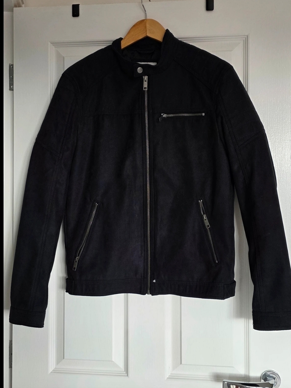 Jack and Jones Black Suede Racer Jacket